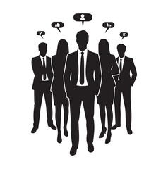 group of business men and women standing pose silhouette design