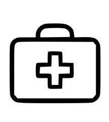 Obraz premium Simple black outline illustration of a medical first-aid kit.