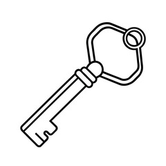 vintage motel key with blank tag outline vector