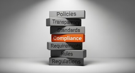 Stacked Blocks Representing Business Compliance, Policies, and Regulations