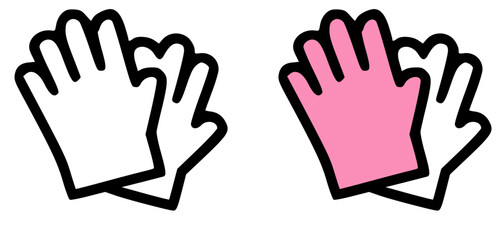 Pair of white and pink work gloves, likely for protection.