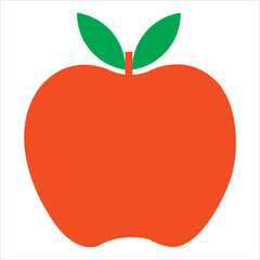 Red apple vector illustration with a green leaf, isolated on white, symbolizing fresh, healthy, and natural fruit