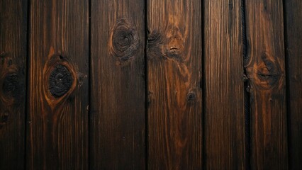 Fototapeta premium Dark Brown Wood Planks Texture: Aged Vertical Surface with Glossy Finish
