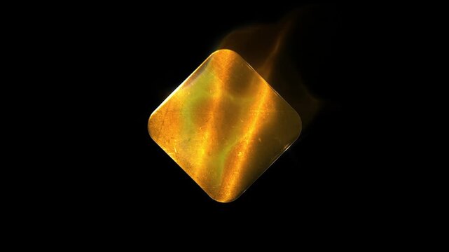 Golden Rhombus transformation video template. Particles evolve from dust into a solid, sparkling, and captivating object. Perfect for an elegant logo template.