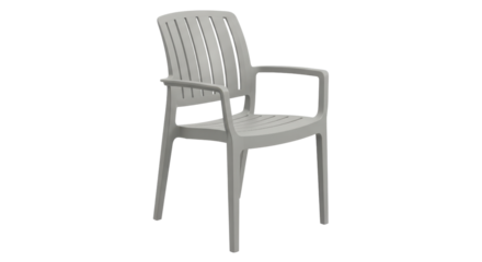 Grey plastic chair for outdoor use isolated PNG with Transparent Background