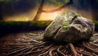 web design hero image showing rock and roots