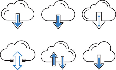 Cloud Storage & Download Icons &ndash; Data Sync and Backup
