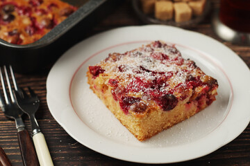 A cranberry pie, freshly backed and ready to be served