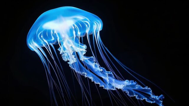 Bioluminescent jellyfish in black water