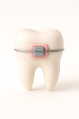 Adorable Tooth Model with Pink Braces for Dental Care Illustration