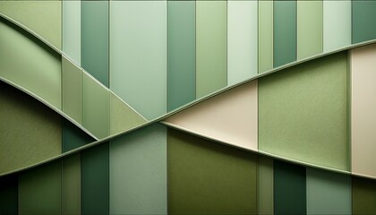 intersecting planes of pale jade and olive green create a subtly textured abstract design