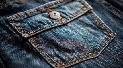 Fototapeta premium Top-down texture view of denim jeans with visible pockets