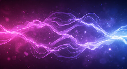 Abstract glowing waves of purple and blue energy in a cosmic space