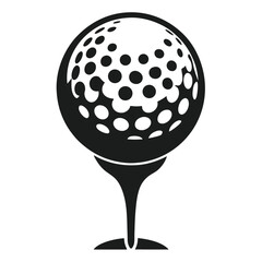 A Striking Black and White Illustration of a Golf Ball on a Tee with Dimples