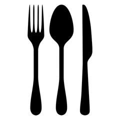Logo restaurante. Icono con silueta de cubiertos	
