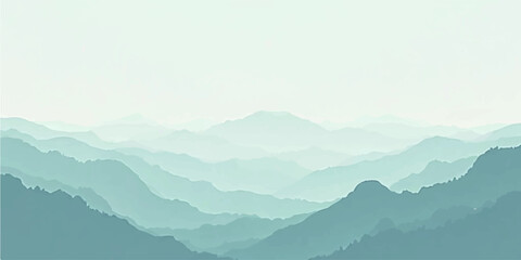 Misty mountain landscape with clouds and fog in the morning light