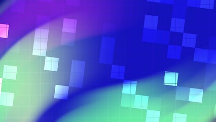 Desertcore Abstracts Blink Square Abstract gradient background with pixelated squares and grid lines, blending blue, green, and purple hues