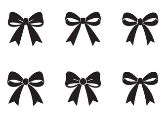 ribbon bow logo silhouette vector, tied bow logo icon silhouette, bow silhouette vector logo holiday icon gift, bows knot silhouette vector logo on white background