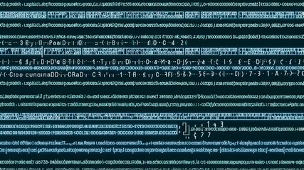 Futuristic Blue Digital Screen with Scrolling Lines of Hacking Code and Glitch Effects. 4k Footage Background Animation Video - Powered by Adobe