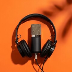Studio Microphone and Headphones for Podcasting and Recording