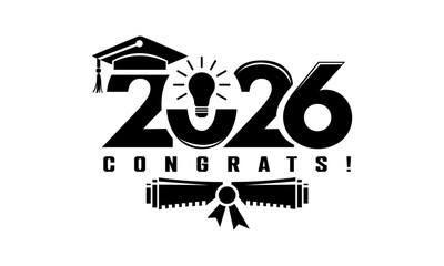 Class of 2026 Graduation Logo with Cap Lightbulb and Diploma Design