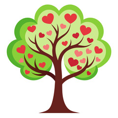 Stylized Tree with Heart Shaped Leaves for Valentine s Day and Love Concepts