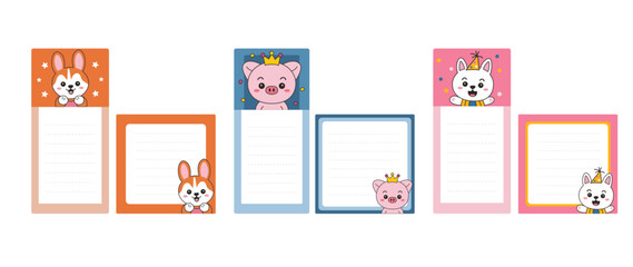 A set of sheets for writing with animals. Chancellery.Vector graphics