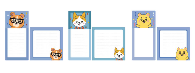 A set of sheets for writing with animals. Vector graphics. Chancellery