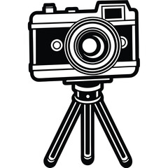 Sketch Camera on Tripod with Tripod Stand and White Background