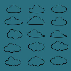 Cloud Line Vector Set