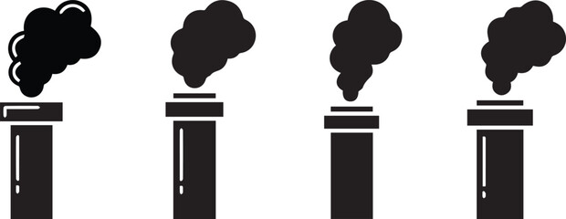 Chimney Smoke Icon Set Vector EPS