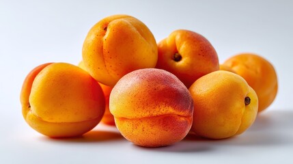 fresh apricots, flat white background, ideal for food brochures, advertising campaigns and healthy eating visuals, 16:9