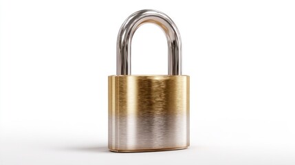 Fototapeta premium Metal padlock on white background