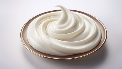 realistic photo white cream swirl on white background