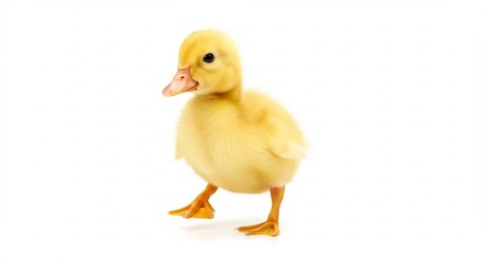 Obraz premium ふわふわ黄色い雛鳥 愛らしい姿 白い背景で輝く. AI Generated