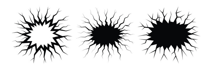Ground Cracks Vector Set Earthquake, Craquelure, and Damaged Surface Illustrations for Crash and Destruction Concepts