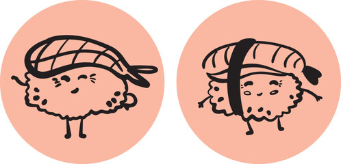 Cute sushi character japanese cuisine	