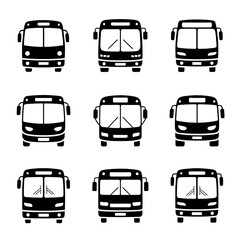 Set of transport vehicle icons and silhouettes for road and cargo travel design