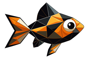 Geometric polygonal goldfish illustration with orange and black