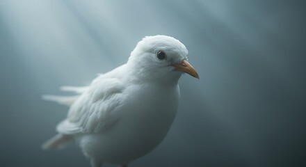 Obraz premium White Bird in Dramatic Lighting With Blue Atmospheric Background variation 2