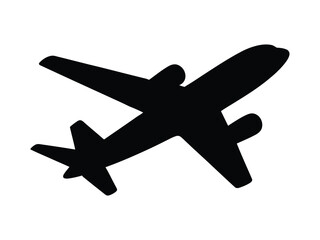 Obraz premium vector conceptual flying black passenger jetliner or commercial planes, isolated on white background as a metaphor for jet transportation, travel industry or modern freedom concept