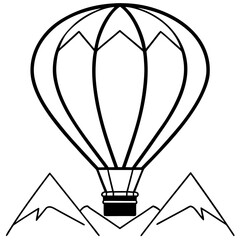 Mountain Landscape with Balloon Outline 