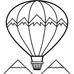 Mountain Landscape with Balloon Outline 