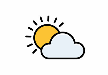 Simple Outline Illustration of Sun and Cloud