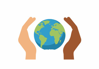 Two Hands Gently Cradle a Detailed Earth Globe