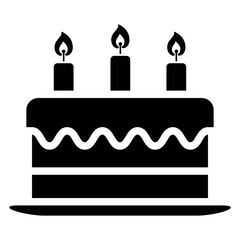 Icono tarta de cumpleaños con velas encendidas 