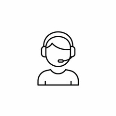 Line Art Icon of a Customer Service Representative Wearing a Headset