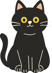  Cute Companion Black Cat Character Vector Illustration