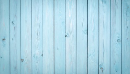 Naklejka premium A serene light blue wooden wall made of vertical planks. Rustic wood grain texture background with copy space.