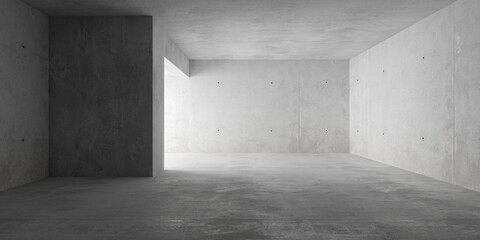 Abstract empty, modern concrete room or hallway doorway divider wall and rough floor - industrial interior background template